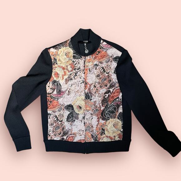 St. John Vtg. Y2K Fall Colors & Black Quilted Zip Front Cardigan Sweater Sz 4 S - Picture 15 of 16